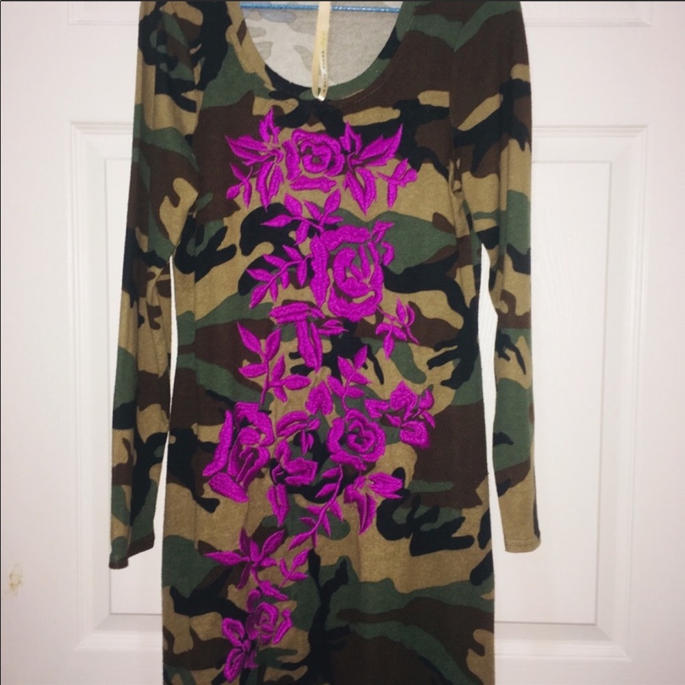 💜Uncle Frank Camo Embroidered Floral Dress👡